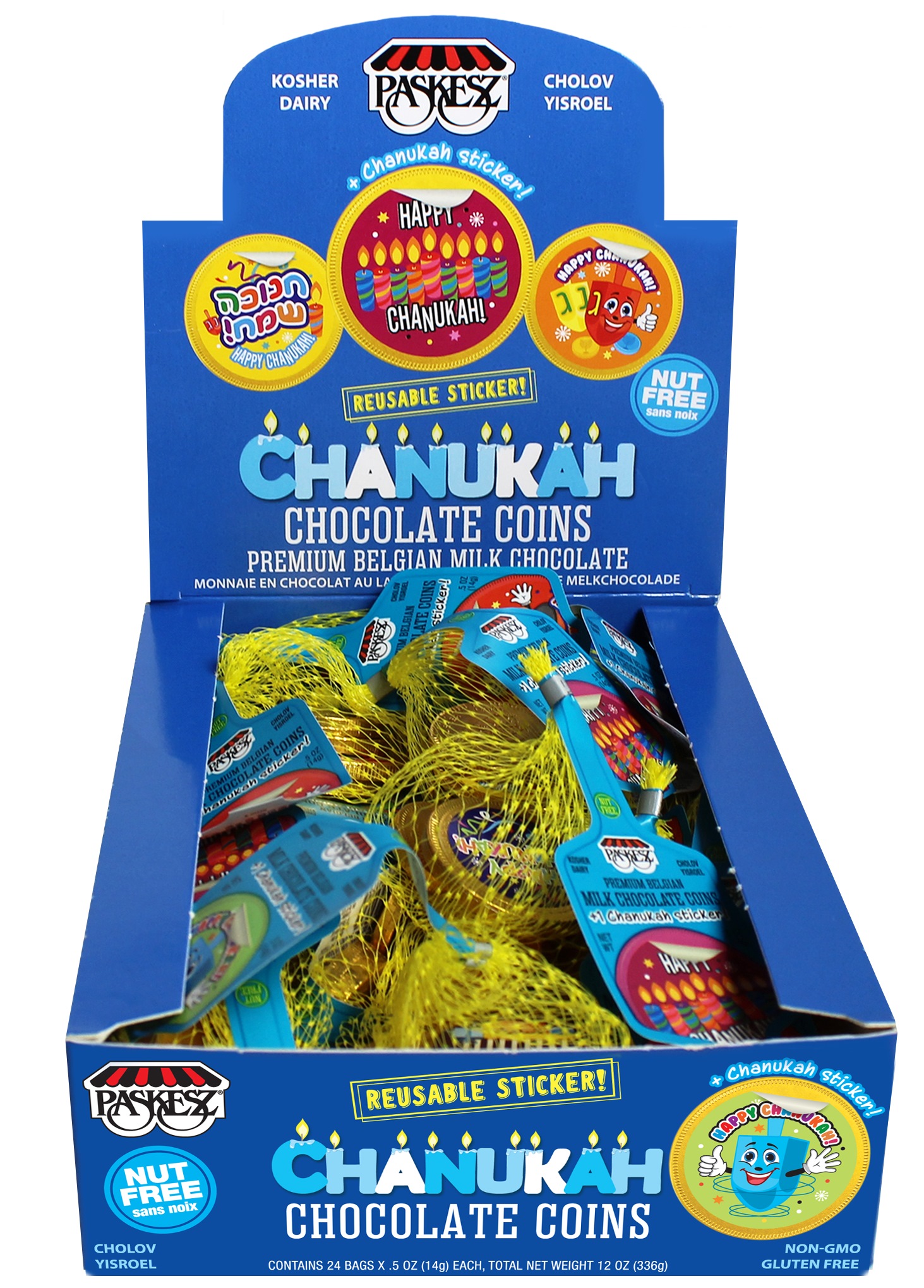 Choc. Coins Bags Milk Chanukah Gold + 1 sticker