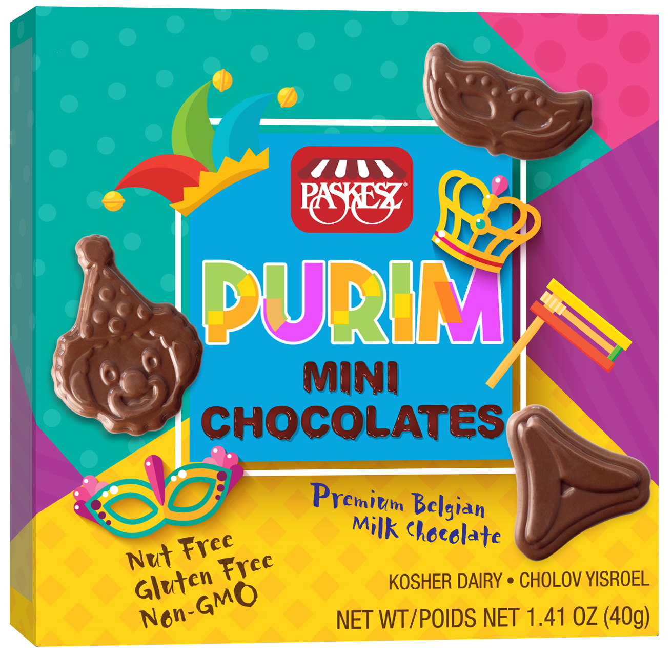 Purim Mini Chocolates 40 gr. Milk