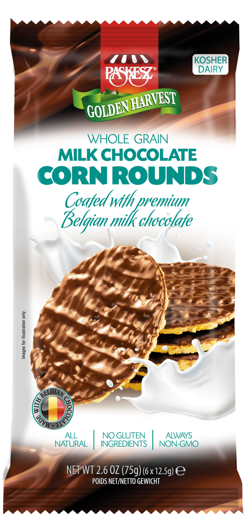 Milk Choc. Cov. Corn Rounds 75gr.